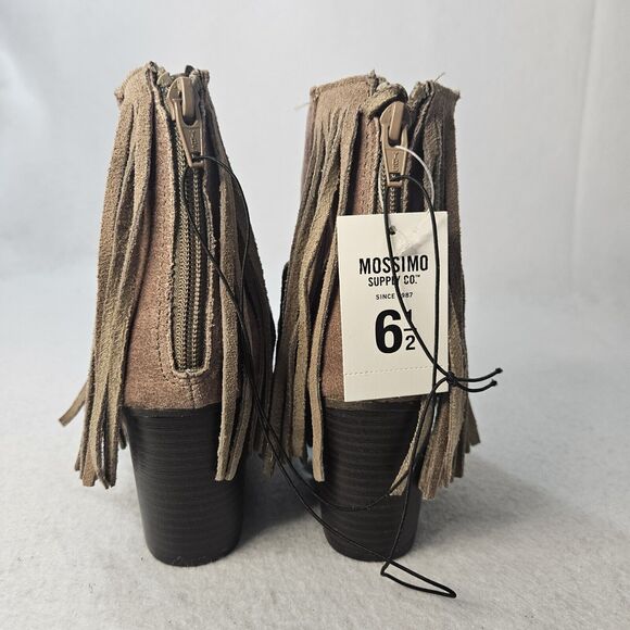 NWT Mossimo Sz 6.5 Brown Fringe Cowboy Bootie - Picture 4 of 6